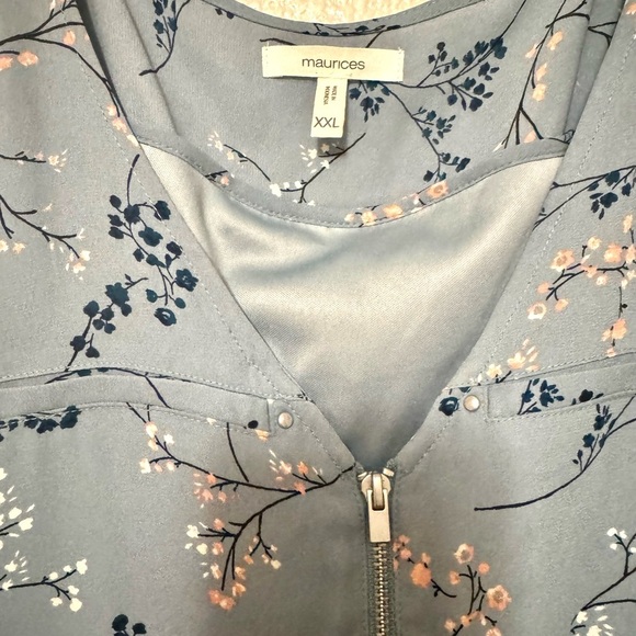 Maurices Blue Floral Zip-Front Dress - Picture 2 of 4